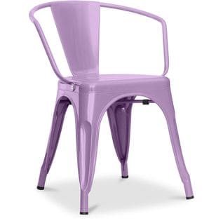 Chaise Bistrot Metalix Avec Accoudoirs - Métal Violet Pastel
