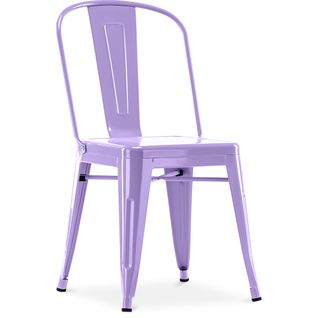 Chaise Style Bistrot Metalix - Siège Carré - Métal Violet Pastel