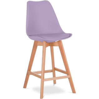 Premium Tabouret De Bar Brielle Avec Coussin De Style Scandinave - Bois Violet Pastel