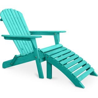 Adirondack Chaise Longue De Jardin + Repose-pieds En Bois - Set - Anela Vert