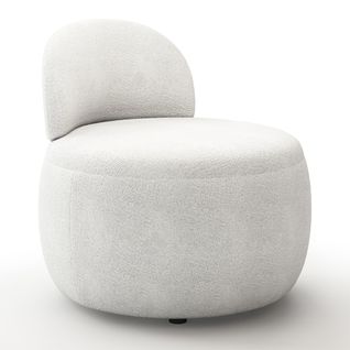 Fauteuil Blanc En Bouclette Fausse Fourrure Tapissée - Boucles Blanches - Piera Blanc