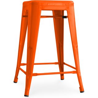 Tabouret De Bar Bistrot Metalix Design Industriel En Métal - 60 Cm - Orange