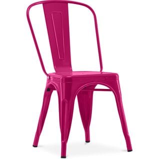 Chaise De Salle à Manger Bistrot Metalix Design Industriel En Métal - Fuchsia