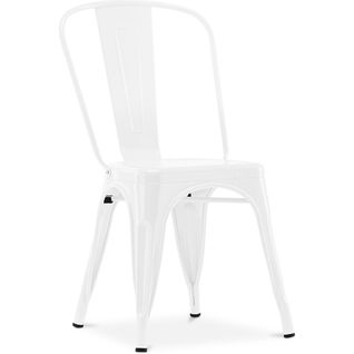 Chaise De Salle à Manger Bistrot Metalix Design Industriel En Métal - Blanc