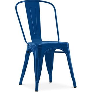 Chaise De Salle à Manger Bistrot Metalix Design En Métal - Bleu Foncé