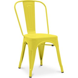 Chaise De Salle à Manger Bistrot Metalix Design Industriel En Métal Mat - Jaune