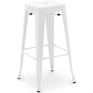 Tabouret De Bar - Design Industriel - 76cm - Metalix Blanc