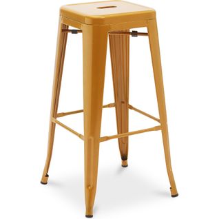 Tabouret De Bar - Design Industriel - 76cm - Nouvelle Édition- Metalix Doré