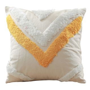 Coussin Carré En Coton Style Bohème (45x45 Cm) Housse + Remplissage - Indra Jaune