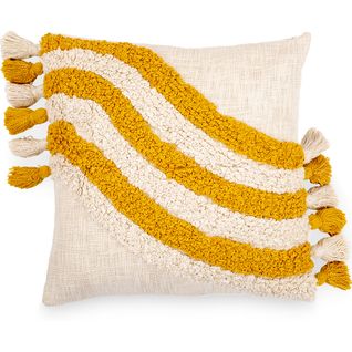 Coussin Carré Design Boho Bali En Coton Housse + Remplissage - Edwinna  Jaune