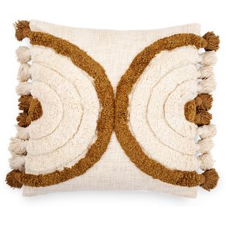 Coussin Carré Design Boho Bali En Coton Housse + Remplissage - Belvia Jaune