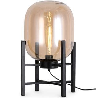 Lampe De Bureau Design Moderne, Métal Et Verre - Crada Ambre