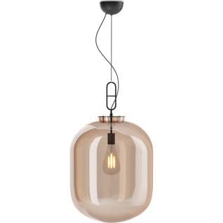 Lampe Suspendue Design Moderne, Métal Et Verre  - Crada - Moyen Ambre
