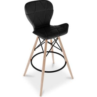 Chaise De Bar Design Scandinave Avec Pieds En Bois Naturel - Nebla  Noir