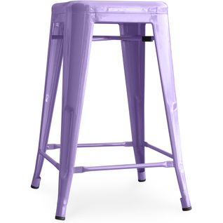 Tabouret De Bar Bistrot Metalix Design Industriel En Métal - 60 Cm - Violet Pastel