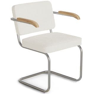 Chaise De Salle À Manger Bouclée Avec Accoudoirs - Nui Blanc