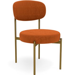 Chaise De Salle à Manger - Revêtue De Velours - Métal Doré - Ara Orange