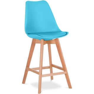 Premium Tabouret De Bar Brielle Avec Coussin De Style Scandinave - Bois Bleu Clair