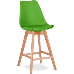 Premium Tabouret De Bar Brielle Avec Coussin De Style Scandinave - Bois Vert