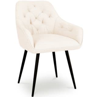 Chaise De Salle à Manger Avec Accoudoirs - Rembourrée En Bouclé Premium - Carrol Blanc