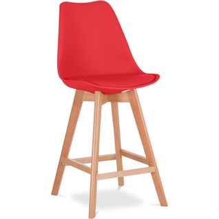 Premium Tabouret De Bar Brielle Avec Coussin De Style Scandinave - Bois Rouge