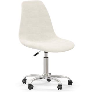 Chaise De Bureau Pivotante En Bouclette Fausse Fourrure Tapissée - Boucles Blanches - Brielle Blanc