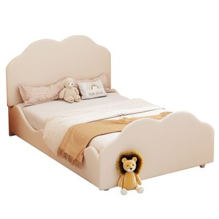 Lit Enfant 90 X 200 Cm Avec Tête De Lit Et Pied De Lit En Forme De Nuage En Blanc