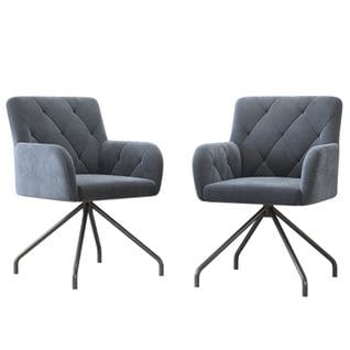 Chaise Lot De 2 Gris Velours