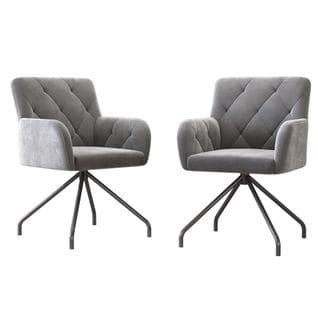 Chaise Lot De 2 Gris Clair Velours