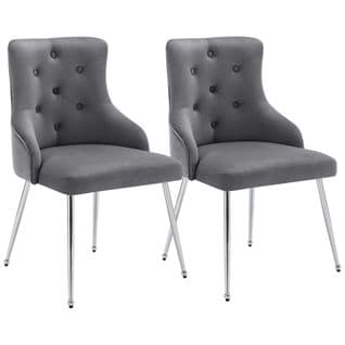 Fauteuil Velours Gris Lot De 2 Chaise De Salle à Manger Avec Coussin Lombaire Et Pieds En Métal