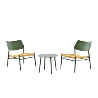 Salon De Jardin Pour 2 Personnes, Comprenant Une Table Basse Et Deux Chaises En Aluminium Vert