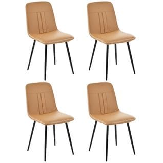 Chaise Lot De 4 Marron Structure En Métal Avec Pieds Réglables Pu