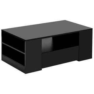 Table Basse à LED Laqué Noir Brillant 95 Cm