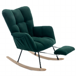 Fauteuil à Bascule Chaise À Bascule Rocking Chair Fauteuil Relax Avec Repose-pieds Extractible, Vert