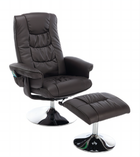 Fauteuil Relax Pivotant + Repose-pieds Avec Fonctions De Massage Et De Chauffage Pu Marron