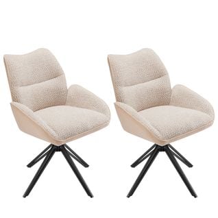 Lot De 2 Chaises Avec Pieds En Métal Et Rotation À 360° Beige