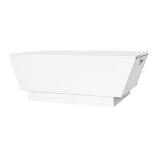 Table Basse Brillante Avec 2 Portes Et Led, Blanc