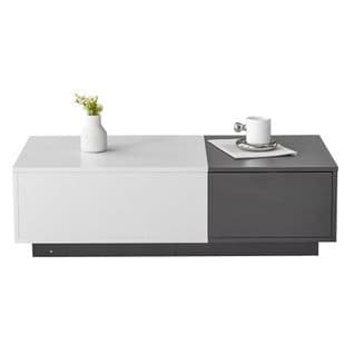 Table Basse Avec 2 Tiroirs 100x50x30 Cm Blanc Et Gris