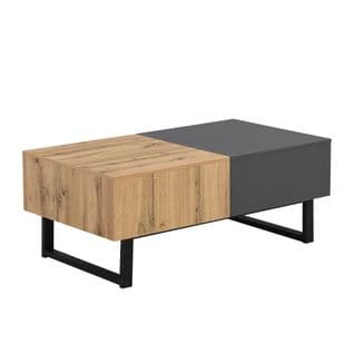 Table Basse Coulissante Avec Rangement Caché Style Industriel 155 X 55 X 22 Cm