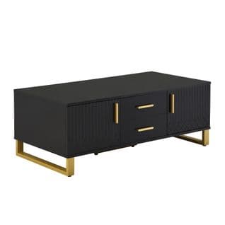 Table Basse Avec 2 Portes, 2 Tiroirs Et 1 Nich Noir