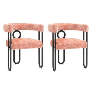 Lot De 2 Chaises Avec Accoudoirs Et Pieds En Métal Rose