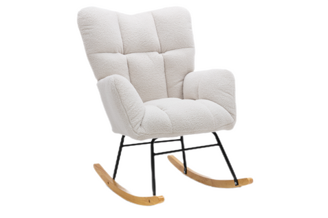 Fauteuil À Bascule Chaise À Bascule Rocking Chair Fauteuil Relax Teddy Blanc