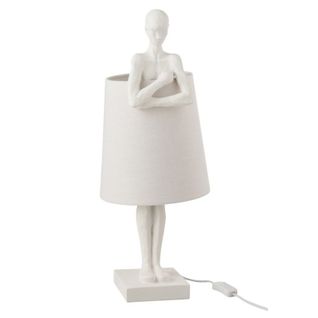 Lampe à Poser Déco "figurine Soutien" 58cm Blanc