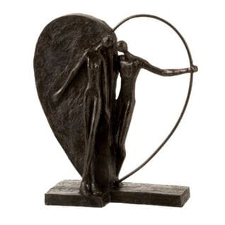 Statuette Déco "coupe Demi Cœur" 31cm Marron