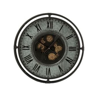 Horloge Murale En Métal "hector" 68cm Gris et Noir