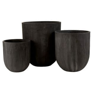 Lot De 3 Vases Ronds Design "zera" 61cm Noir