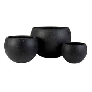 Lot De 3 Cache-pots Design "argile" 55cm Noir