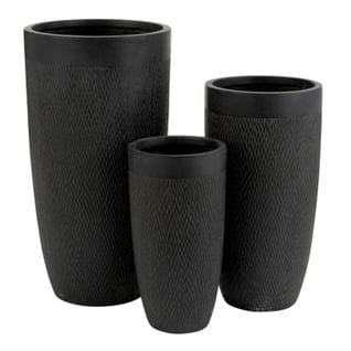 Lot De 3 Vases Ronds Design "argile" 72cm Noir