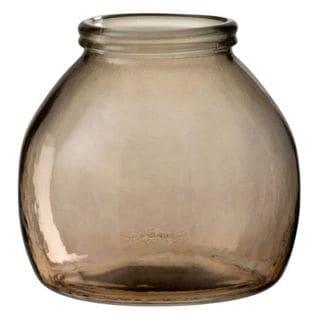 Vase Design En Verre "boule" 21cm Marron Clair