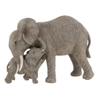 Statue Déco "eléphant Câlin" 28cm Gris